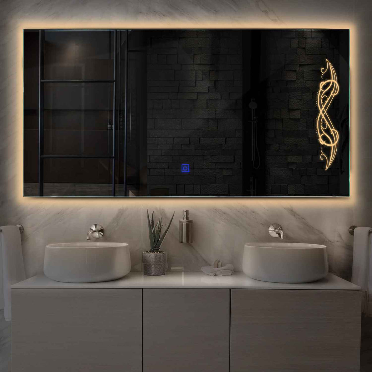 LED Spiegel Rechteckig | Touch-Schalter | Warmweißes Licht - Reyze Seria Good Vibes Model 6