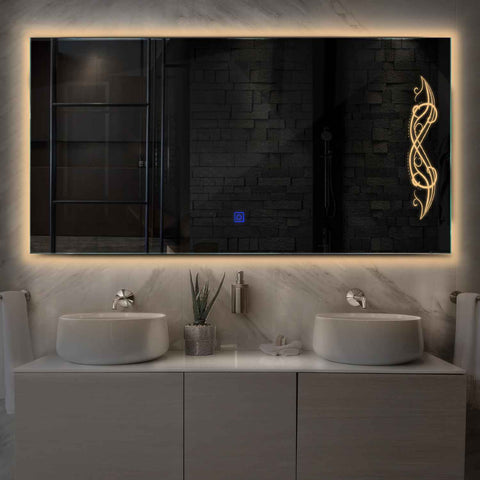 LED Spiegel Rechteckig | Touch-Schalter | Warmweißes Licht - Reyze Seria Good Vibes Model 6