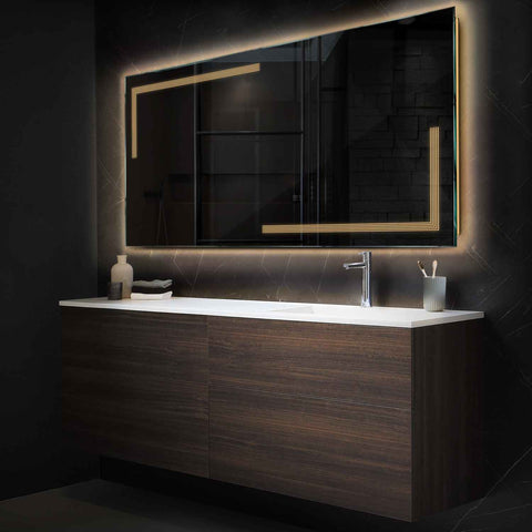 LED Spiegel Rechteckig | Wandschalter-Steuerung | Warmweißes Licht - Reyze Seria Minimal Model 2