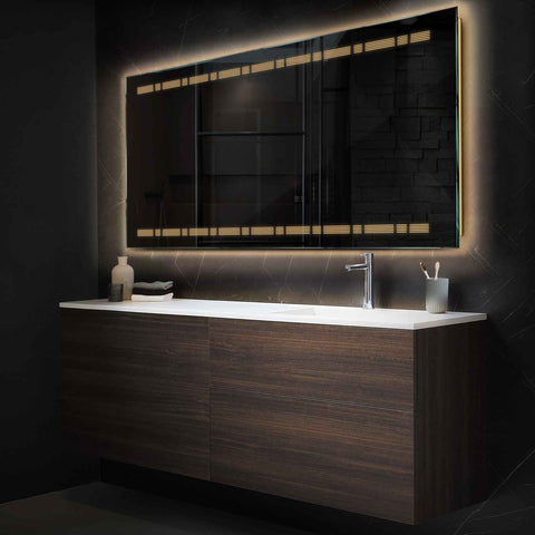 LED Spiegel Rechteckig | Wandschalter-Steuerung | Warmweißes Licht - Reyze Seria Minimal Model 3