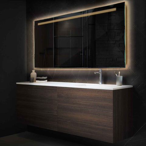 LED Spiegel Rechteckig | Wandschalter-Steuerung | Warmweißes Licht - Reyze Seria Minimal Model 5