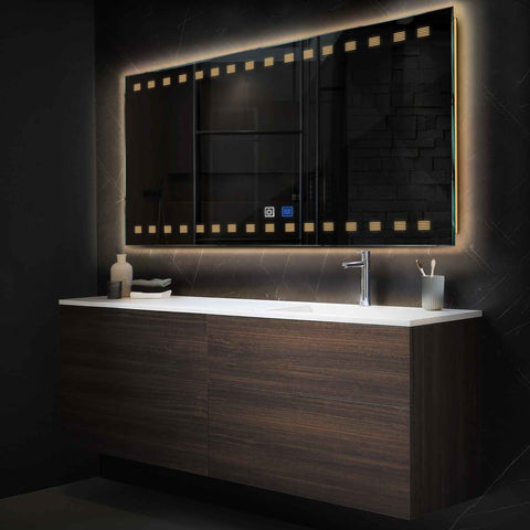 LED Spiegel Rechteckig | Touch-Schalter | Anti-Beschlag-Funktion | Warmweißes Licht - Reyze Seria Minimal Model 6