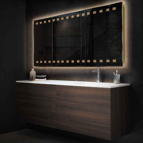 LED Spiegel Rechteckig | Wandschalter-Steuerung | Warmweißes Licht - Reyze Seria Minimal Model 6