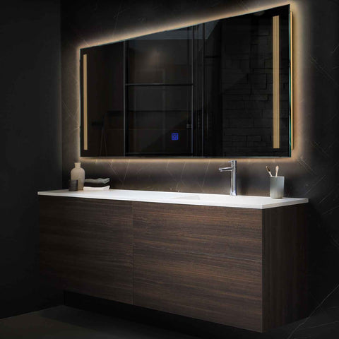 LED Spiegel Rechteckig | Touch-Schalter | Warmweißes Licht - Reyze Seria Minimal Model 7