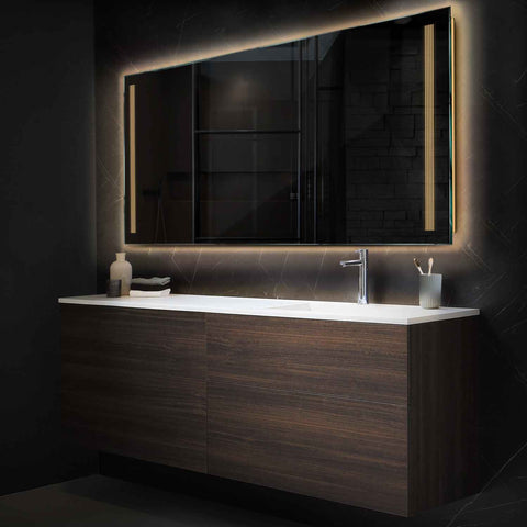 LED Spiegel Rechteckig | Wandschalter-Steuerung | Warmweißes Licht - Reyze Seria Minimal Model 7