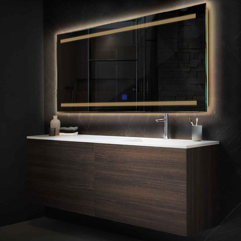 LED Spiegel Rechteckig | Touch-Schalter | Warmweißes Licht - Reyze Seria Minimal Model 8