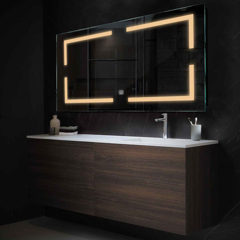 LED Spiegel Rechteckig | Touch-Schalter | Warmweißes Licht - Reyze Seria Salono Model 2