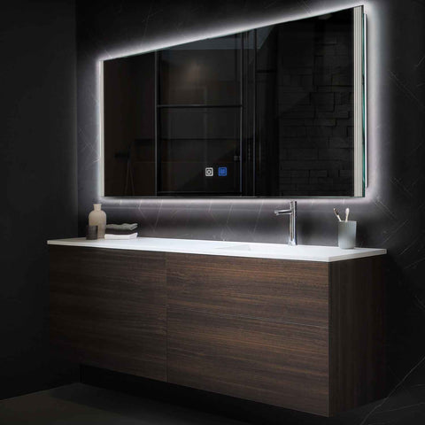 LED Spiegel Rechteckig | Touch-Schalter | Anti-Beschlag-Funktion | Neutralweißes Licht - Reyze Seria Edge Model 7