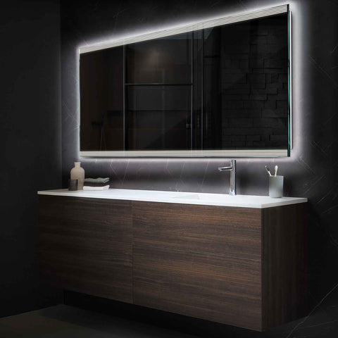 LED Spiegel Rechteckig | Wandschalter-Steuerung | Neutralweißes Licht - Reyze Seria Edge Model 8