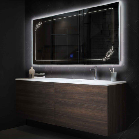 LED Spiegel Rechteckig | Touch-Schalter | Neutralweißes Licht - Reyze Seria Good Vibes Model 1