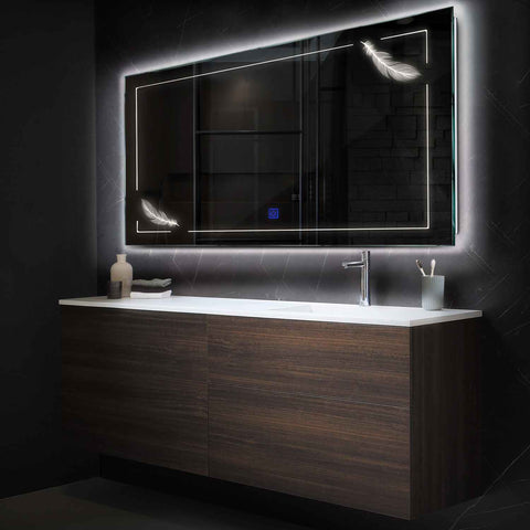 LED Spiegel Rechteckig | Touch-Schalter | Neutralweißes Licht - Reyze Seria Good Vibes Model 2