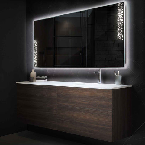 LED Spiegel Rechteckig | Wandschalter-Steuerung | Neutralweißes Licht - Reyze Seria Good Vibes Model 4