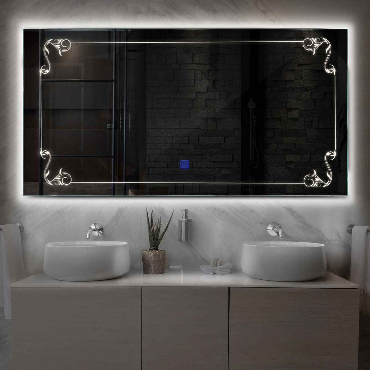 LED Spiegel Rechteckig | Touch-Schalter | Neutralweißes Licht - Reyze Seria Good Vibes Model 5