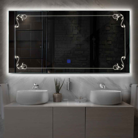 LED Spiegel Rechteckig | Touch-Schalter | Neutralweißes Licht - Reyze Seria Good Vibes Model 5