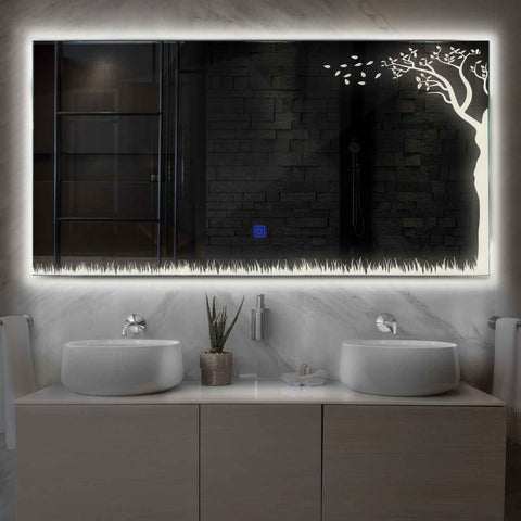 LED Spiegel Rechteckig | Touch-Schalter | Neutralweißes Licht - Reyze Seria Good Vibes Model 8