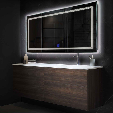 LED Spiegel Rechteckig | Touch-Schalter | Neutralweißes Licht - Reyze Seria Minimal Model 1