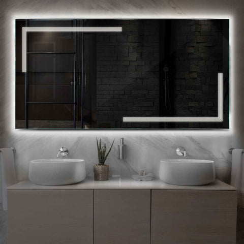 LED Spiegel Rechteckig | Wandschalter-Steuerung | Neutralweißes Licht - Reyze Seria Minimal Model 2