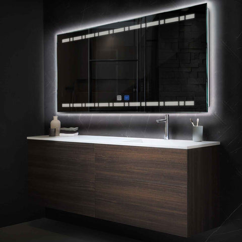 LED Spiegel Rechteckig | Touch-Schalter | Anti-Beschlag-Funktion | Neutralweißes Licht - Reyze Seria Minimal Model 3