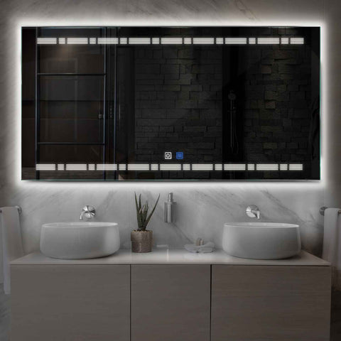 LED Spiegel Rechteckig | Touch-Schalter | Anti-Beschlag-Funktion | Neutralweißes Licht - Reyze Seria Minimal Model 3