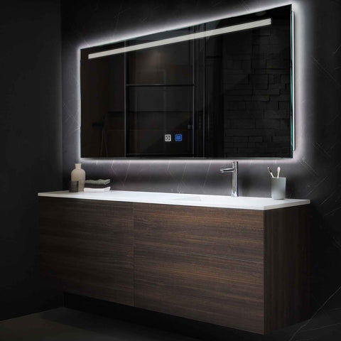 LED Spiegel Rechteckig | Touch-Schalter | Anti-Beschlag-Funktion | Neutralweißes Licht - Reyze Seria Minimal Model 5