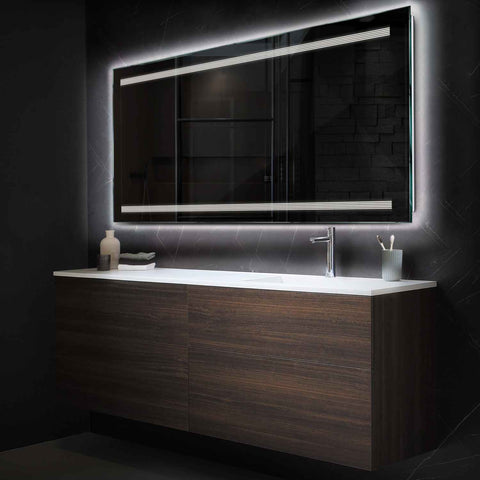 LED Spiegel Rechteckig | Wandschalter-Steuerung | Kaltweißes Licht - Reyze Seria Minimal Model 8