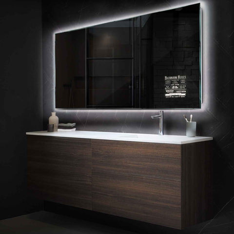 LED Spiegel Rechteckig | Wandschalter-Steuerung | Neutralweißes Licht - Reyze Seria Motivated Model 5