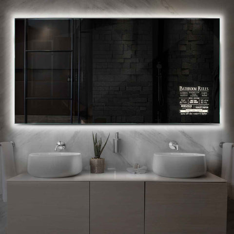 LED Spiegel Rechteckig | Wandschalter-Steuerung | Neutralweißes Licht - Reyze Seria Motivated Model 5