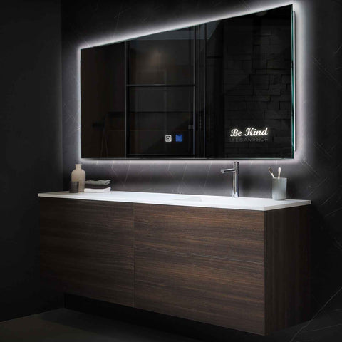 LED Spiegel Rechteckig | Touch-Schalter | Anti-Beschlag-Funktion | Neutralweißes Licht - Reyze Seria Motivated Model 6