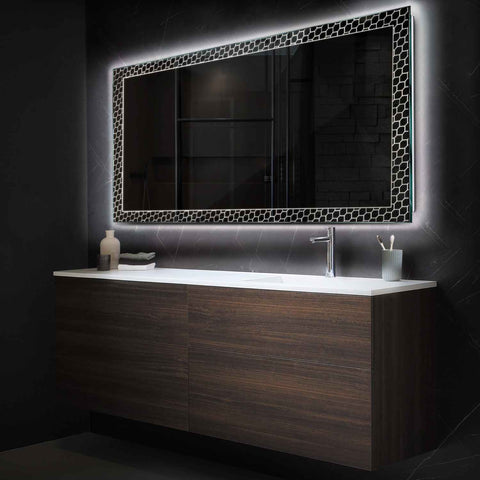 LED Spiegel Rechteckig | Wandschalter-Steuerung | Neutralweißes Licht - Reyze Seria Official Model 7