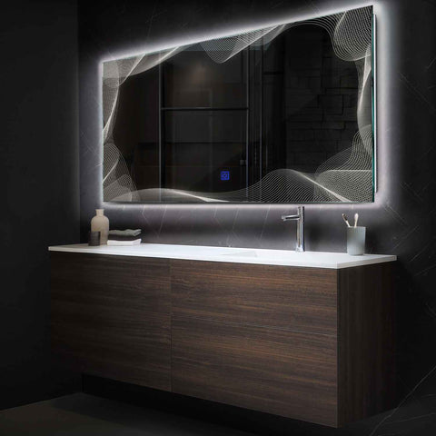 LED Spiegel Rechteckig | Touch-Schalter | Neutralweißes Licht - Reyze Seria Simetria Model 3