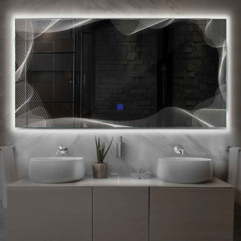 LED Spiegel Rechteckig | Touch-Schalter | Neutralweißes Licht - Reyze Seria Simetria Model 3