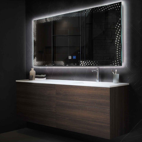 LED Spiegel Rechteckig | Touch-Schalter | Anti-Beschlag-Funktion | Neutralweißes Licht - Reyze Seria Simetria Model 8