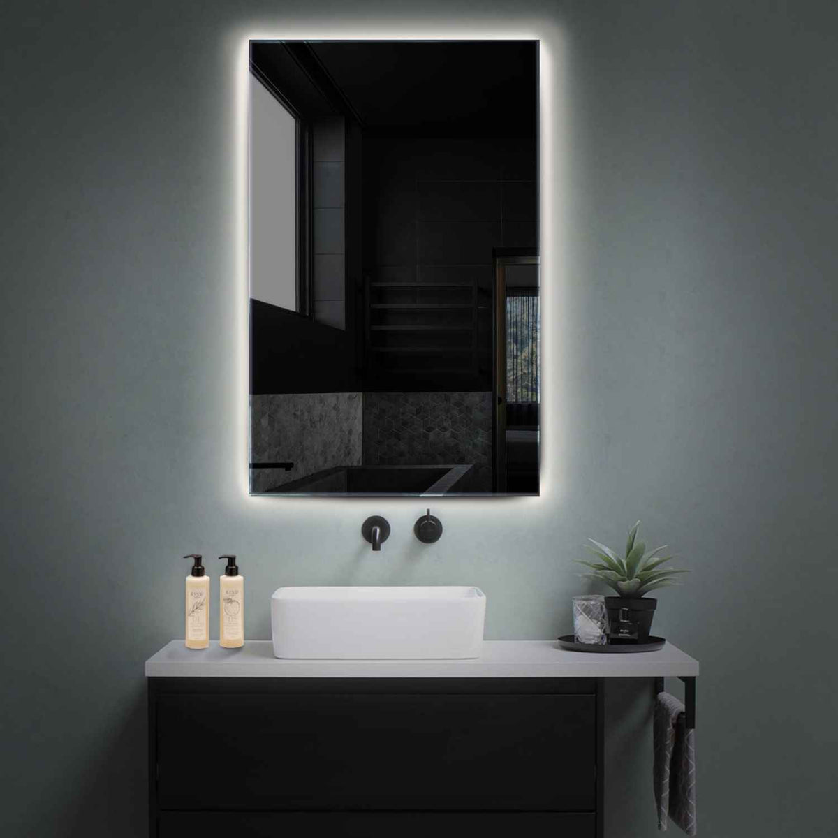 LED Spiegel Vertikal | Wandschalter-Steuerung | Neutralweißes Licht - Reyze Seria Ambient Model 1