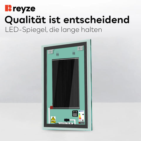 LED Spiegel Vertikal | Touch-Schalter | Anti-Beschlag-Funktion | Einstellbare Farbtemperatur - Reyze Seria Edge Model 1