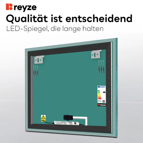 LED Spiegel Quadratisch | Touch-Schalter | Kaltweißes Licht - Reyze Seria Edge Model 1