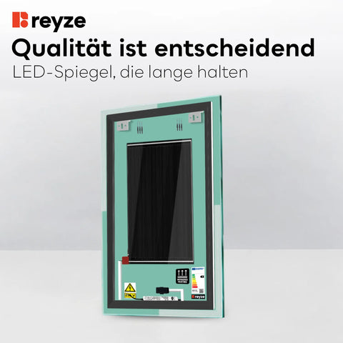 LED Spiegel Vertikal | Touch-Schalter | Anti-Beschlag-Funktion | Warmweißes Licht - Reyze Seria Edge Model 2