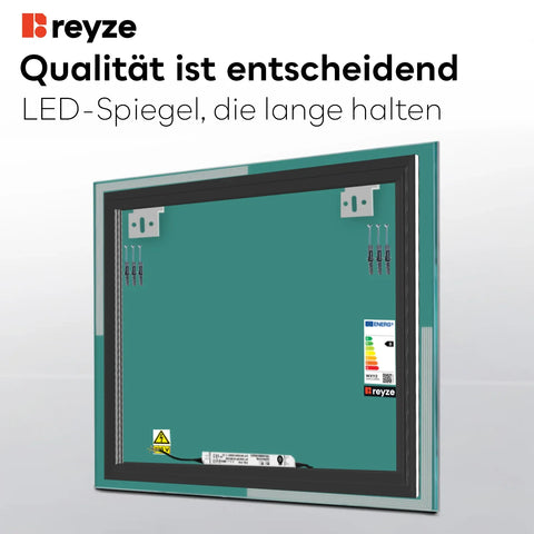 LED Spiegel Quadratisch | Wandschalter-Steuerung | Kaltweißes Licht - Reyze Seria Edge Model 2