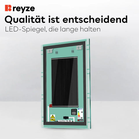LED Spiegel Vertikal | Touch-Schalter | Anti-Beschlag-Funktion | Einstellbare Farbtemperatur - Reyze Seria Edge Model 3