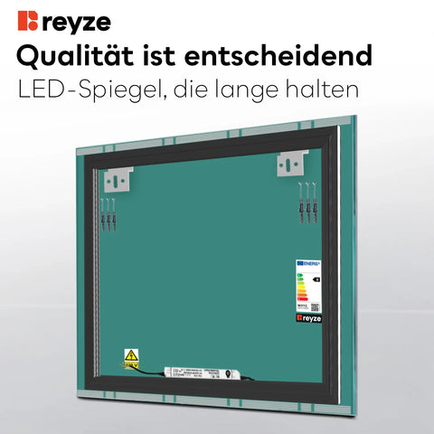 LED Spiegel Quadratisch | Wandschalter-Steuerung | Kaltweißes Licht - Reyze Seria Edge Model 3