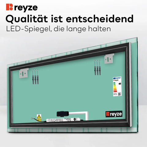 LED Spiegel Rechteckig | Touch-Schalter | Neutralweißes Licht - Reyze Seria Edge Model 3