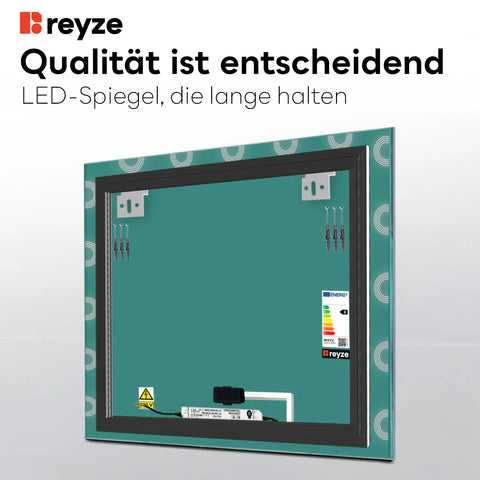 LED Spiegel Quadratisch | Touch-Schalter | Neutralweißes Licht - Reyze Seria Edge Model 4