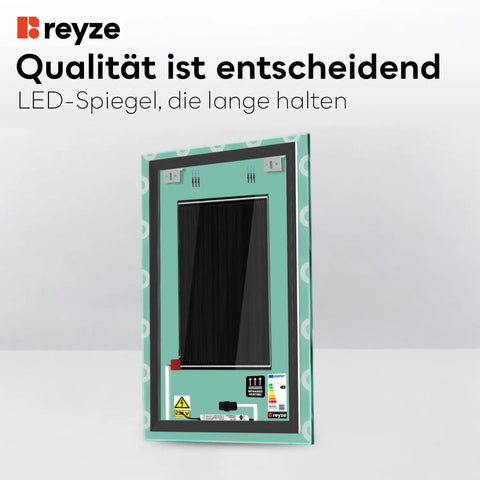 LED Spiegel Vertikal | Touch-Schalter | Anti-Beschlag-Funktion | Einstellbare Farbtemperatur - Reyze Seria Edge Model 4