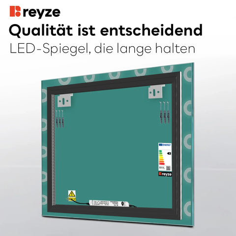 LED Spiegel Quadratisch | Wandschalter-Steuerung | Kaltweißes Licht - Reyze Seria Edge Model 4