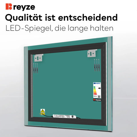 LED Spiegel Quadratisch | Wandschalter-Steuerung | Warmweißes Licht - Reyze Seria Edge Model 7