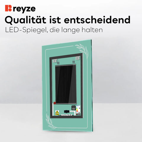 LED Spiegel Vertikal | Touch-Schalter | Anti-Beschlag-Funktion | Einstellbare Farbtemperatur - Reyze Seria Good Vibes Model 1