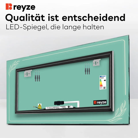 LED Spiegel Rechteckig | Touch-Schalter | Warmweißes Licht - Reyze Seria Good Vibes Model 1