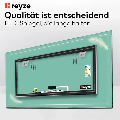LED Spiegel Rechteckig | Touch-Schalter | Neutralweißes Licht - Reyze Seria Good Vibes Model 2
