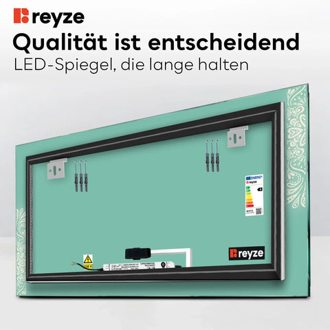 LED Spiegel Rechteckig | Touch-Schalter | Warmweißes Licht - Reyze Seria Good Vibes Model 4