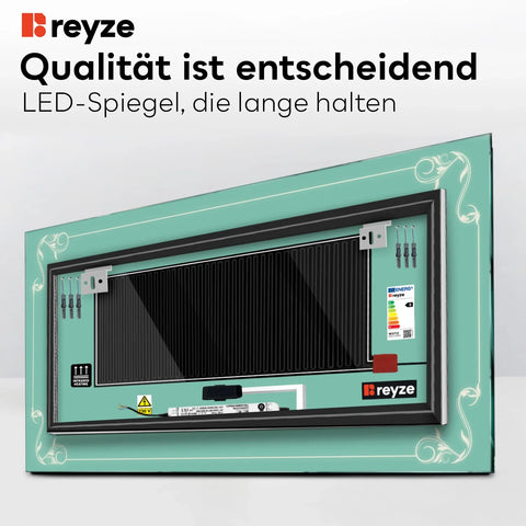LED Spiegel Rechteckig | Touch-Schalter | Anti-Beschlag-Funktion | Einstellbare Farbtemperatur - Reyze Seria Good Vibes Model 5