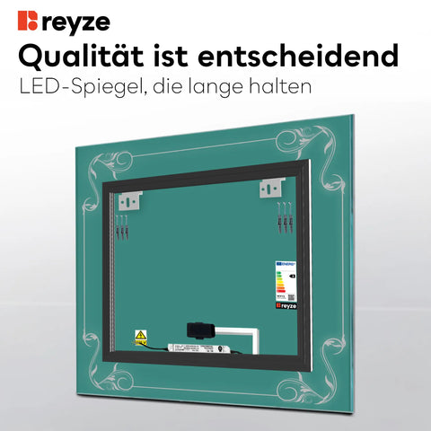 LED Spiegel Quadratisch | Touch-Schalter | Neutralweißes Licht - Reyze Seria Good Vibes Model 5